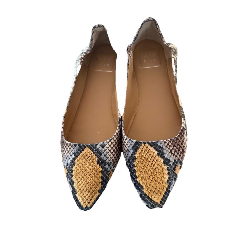 Kaari Blue Shoes Womens Size 6 Colorful Casual Faux‎ snake skin flats